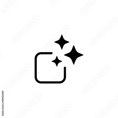 Ai generated icon. Simple outline style. AI star and square, artificial intelligence, computer help assistant, technology concept. Thin line symbol. Vector illustration isolated.