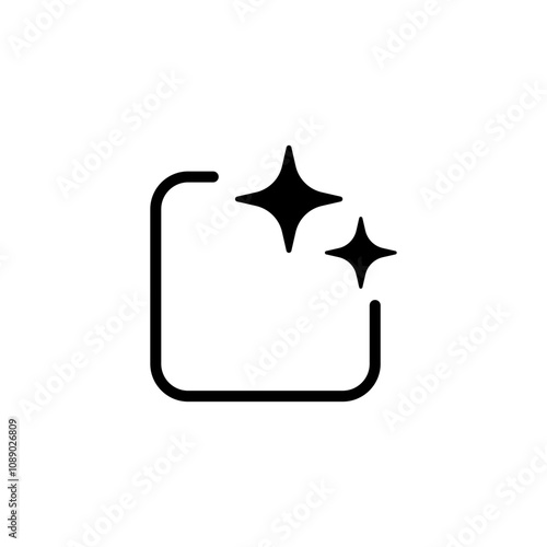 Ai generated icon. Simple outline style. AI star and square, artificial intelligence, computer help assistant, technology concept. Thin line symbol. Vector illustration isolated.