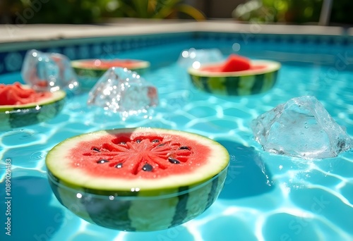 Sandias en una piscina photo