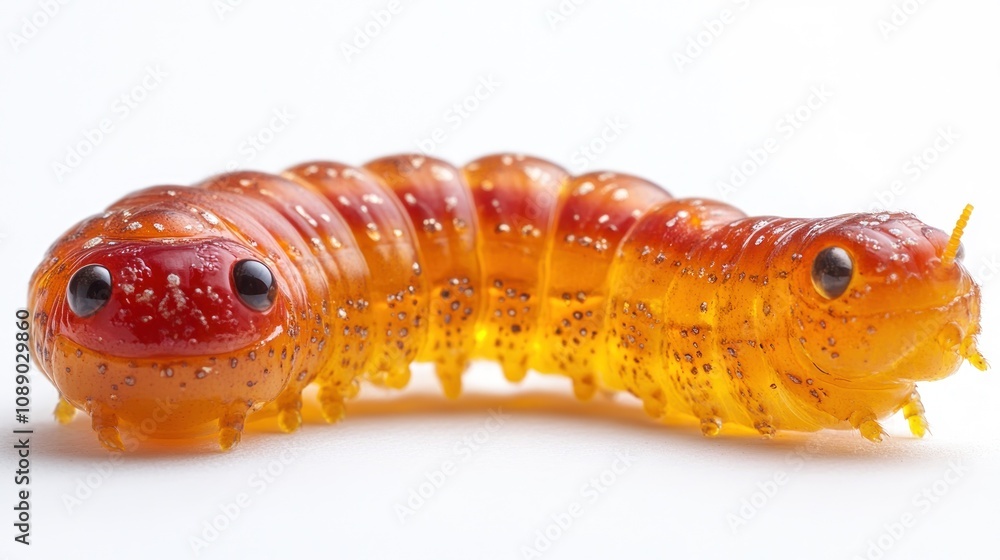 Close-up of an Orange Caterpillar with Large Eyes Close-up of an Orange Caterpillar with Large Eyes