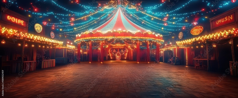 circusthemed frame background featuring a colorful circus tent designed with ample copy space the playful and vibrant atmosphere invites the viewer to imagine the festivities of a circus show circusthemed frame background featuring a colorful circus tent designed with ample copy space the playful and vibrant atmosphere invites the viewer to imagine the festivities of a circus show