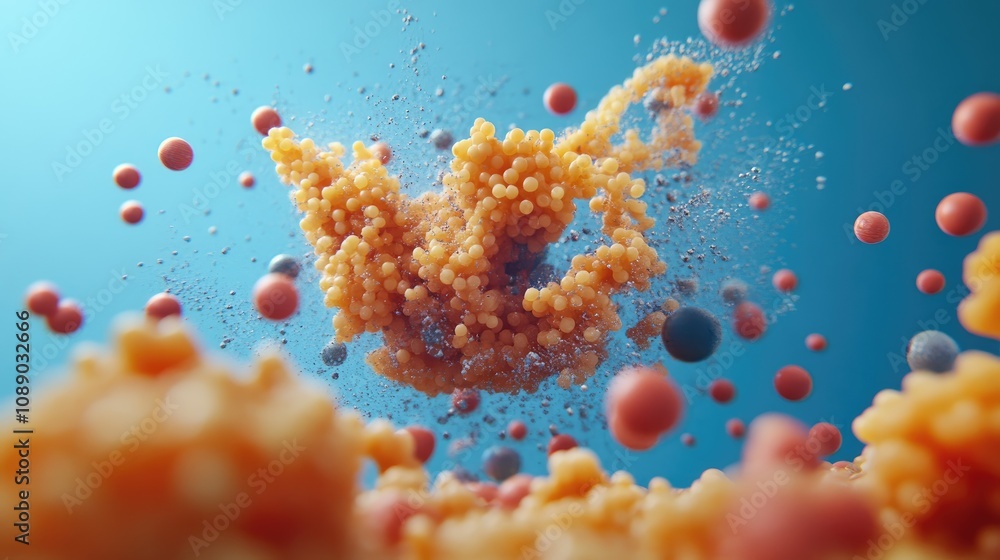 Fototapeta premium Abstract Orange And Blue Spheres Exploding