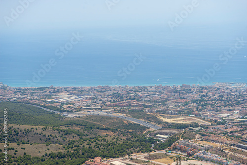 Panoramic View of Benalmádena Hills and Mediterranean Coastline in Málaga