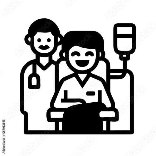 Medical Equipment Dialysis: Elderly Patient Smiling with Compassionate Care
