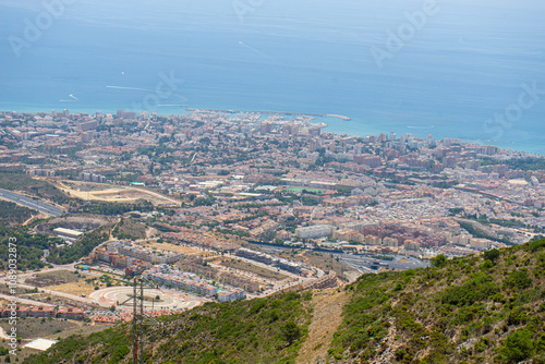 Panoramic View of Benalmádena Hills and Mediterranean Coastline in Málaga