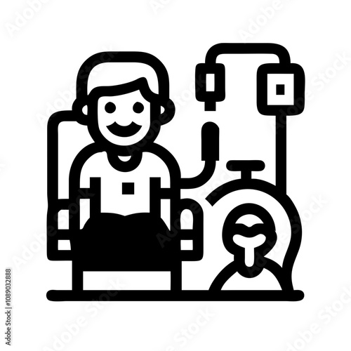 Medical Equipment Dialysis: Elderly Patient Smiling with Compassionate Care