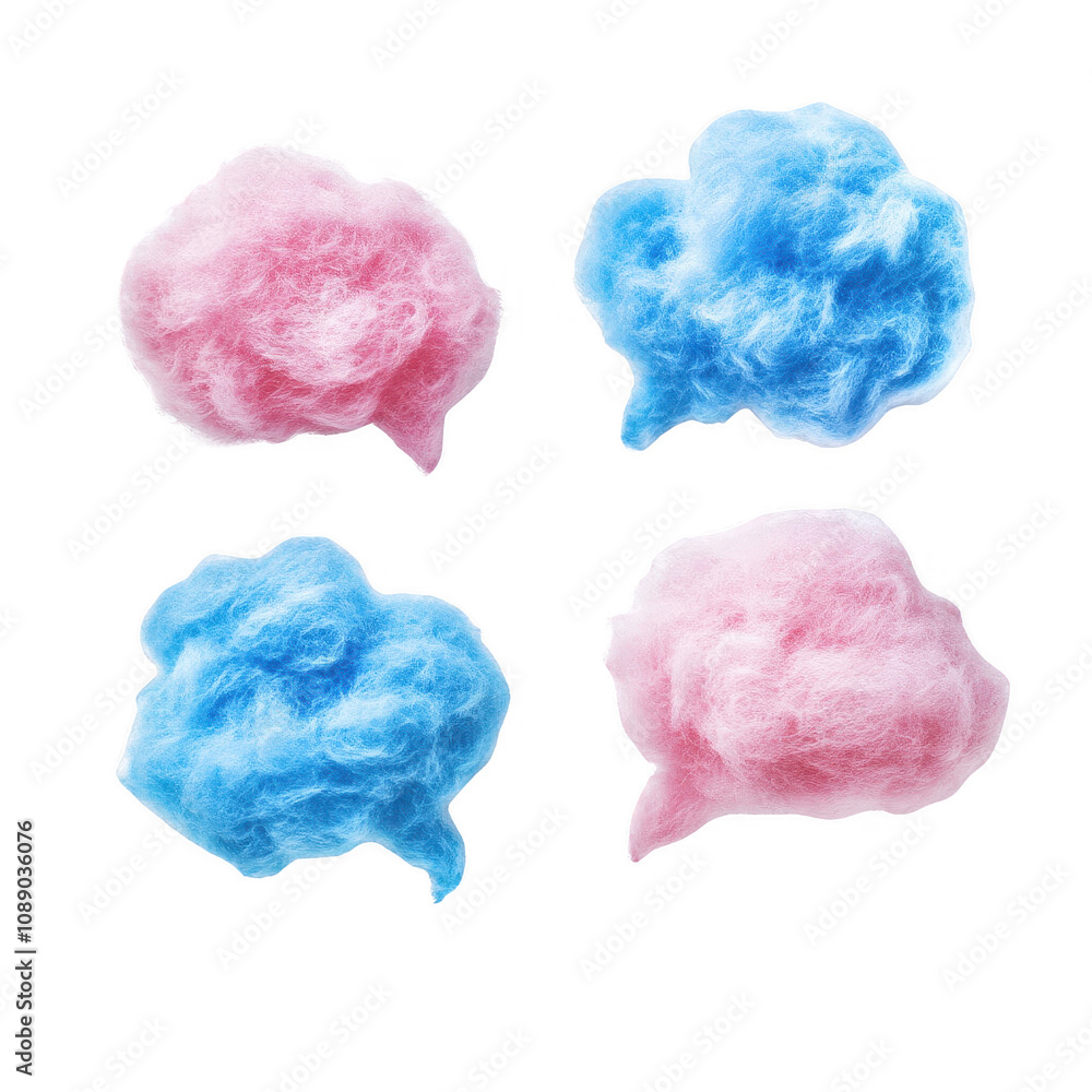 Colorful cotton candy in pink and blue, perfect for festive celebrations and fairs., isolated on a transparent background. Colorful cotton candy in pink and blue, perfect for festive celebrations and fairs., isolated on a transparent background.