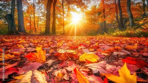 Autumn Sunset in the Forest