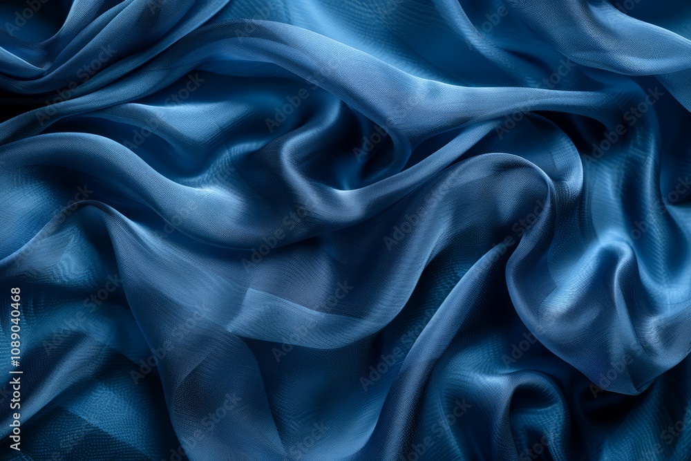 Blue silk fabric drapery material. Detailed photo textured background Blue silk fabric drapery material. Detailed photo textured background