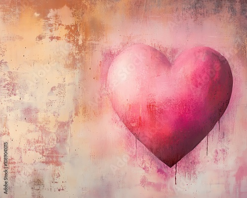 Colorful Pink Heart shapes on white background A vibrant heart illustration with subtle tones.