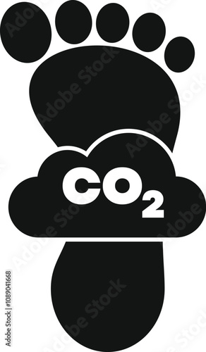 Black carbon footprint leaving co2 emissions symbolizing environmental impact