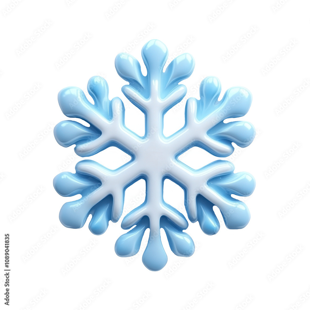 3D icon Glossy light blue christmas snowflake celebrating winter holidays on transparent background 3D icon Glossy light blue christmas snowflake celebrating winter holidays on transparent background