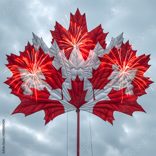 canada day on july 1st marks the anniversary of the nations founding, with festivities including fireworks, concerts, and community events across the country with a white accent, studio pho photo