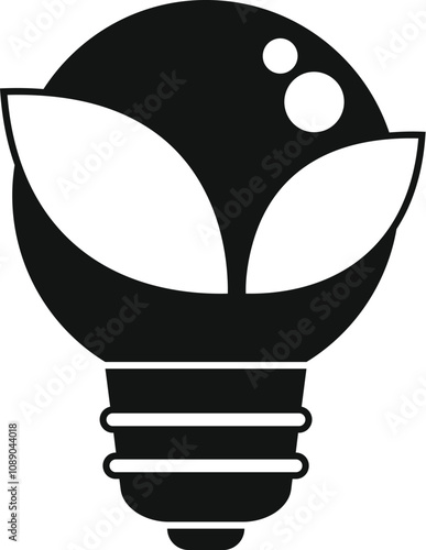 Lightbulb with leaves growing, representing eco friendly energy solutions and environmental sustainability