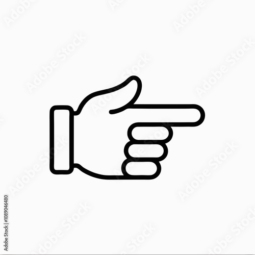Outline hand icon pointing right for direction indication and user interaction, copy space