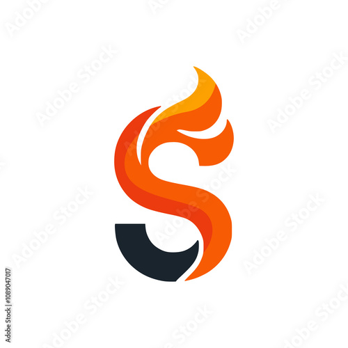 letter S with fire flame logo vector illustration template design