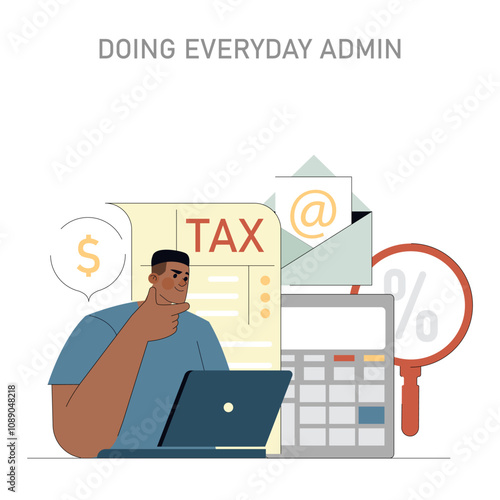 one day of builder. Flat Vector Illustration