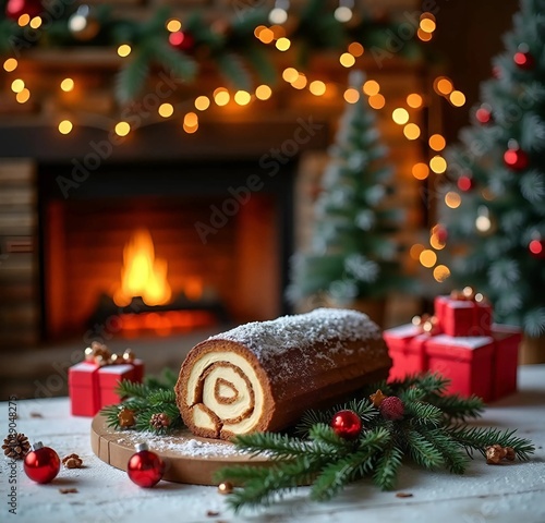 The Spirit of Christmas in a Cake , Buche de Noel (Yule Log Cake)
