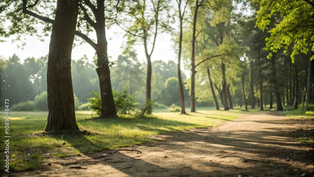 Soft focus captures the serene beauty of a forest illuminated by dappled sunlight, woodland setting, leafy branches, natural light, green foliage Soft focus captures the serene beauty of a forest illuminated by dappled sunlight, woodland setting, leafy branches, natural light, green foliage