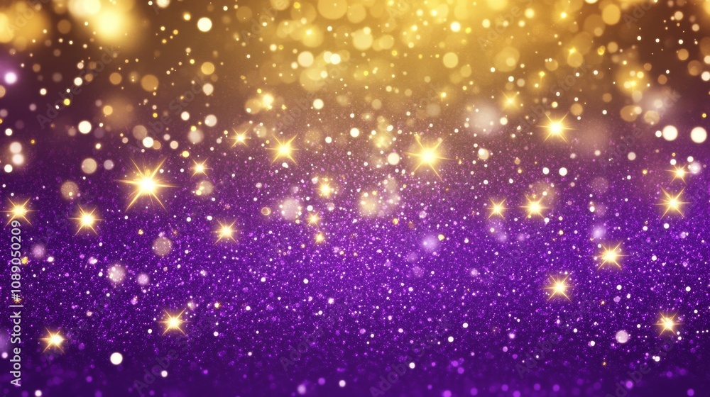 Obraz premium Shimmering Purple and Gold Backdrop for Award Celebrations | Glowing Lights Background for Recognition Events