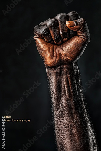 Black Awareness Day November 20. Black person's fist illustration representing the fight for equal rights and worth of black community banner