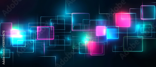 Abstract Neon Geometric Digital Background