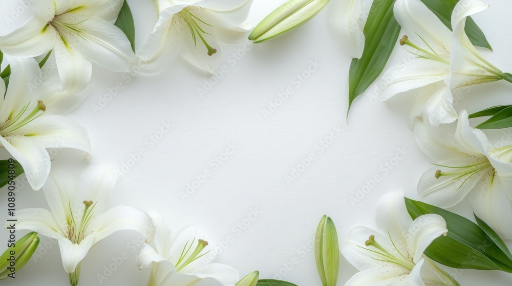 A white flower arrangement with a white background. The flowers are arranged in a circle A white flower arrangement with a white background. The flowers are arranged in a circle