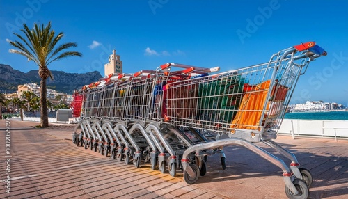 finestrat benidorm spain september 24 2024 mercadona shopping troley carts mercadona is popular supermarket chain in spain and portugal photo