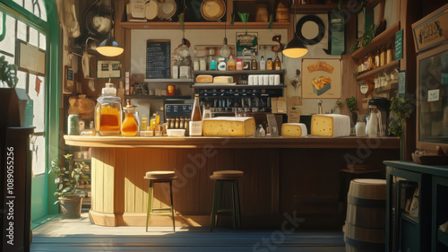 Cosy small cheese store interior