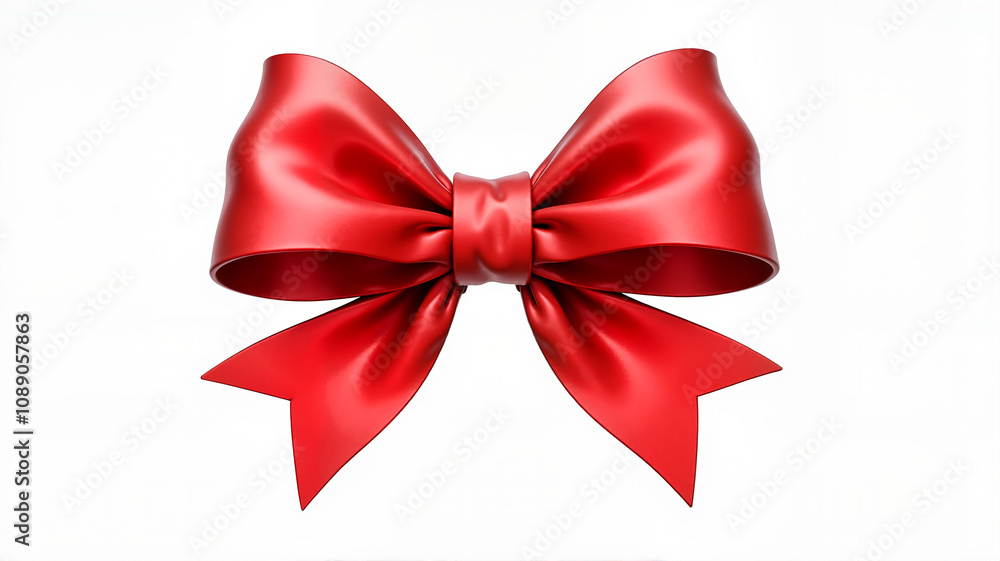 Red festive bow on white background Red festive bow on white background