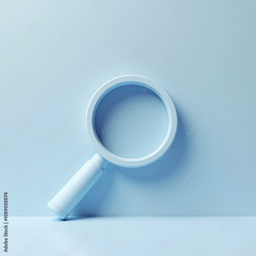Magnifying glass in a modern and minimalist style on a soft pastel background Magnifying glass in a modern and minimalist style on a soft pastel background