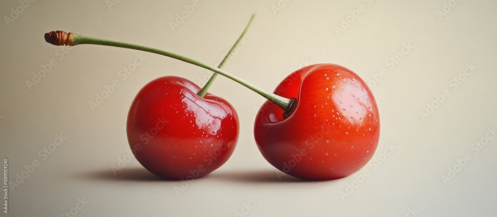 Two Cherries on a Light Background Two Cherries on a Light Background