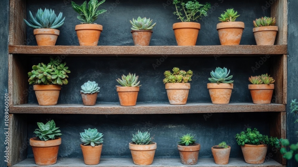 Collection of Small Potted Succulents on a Rustic Wooden Shelf with a Black Backdrop, Showcasing Various Species and Unique Shapes for Home Decor Inspiration Collection of Small Potted Succulents on a Rustic Wooden Shelf with a Black Backdrop, Showcasing Various Species and Unique Shapes for Home Decor Inspiration