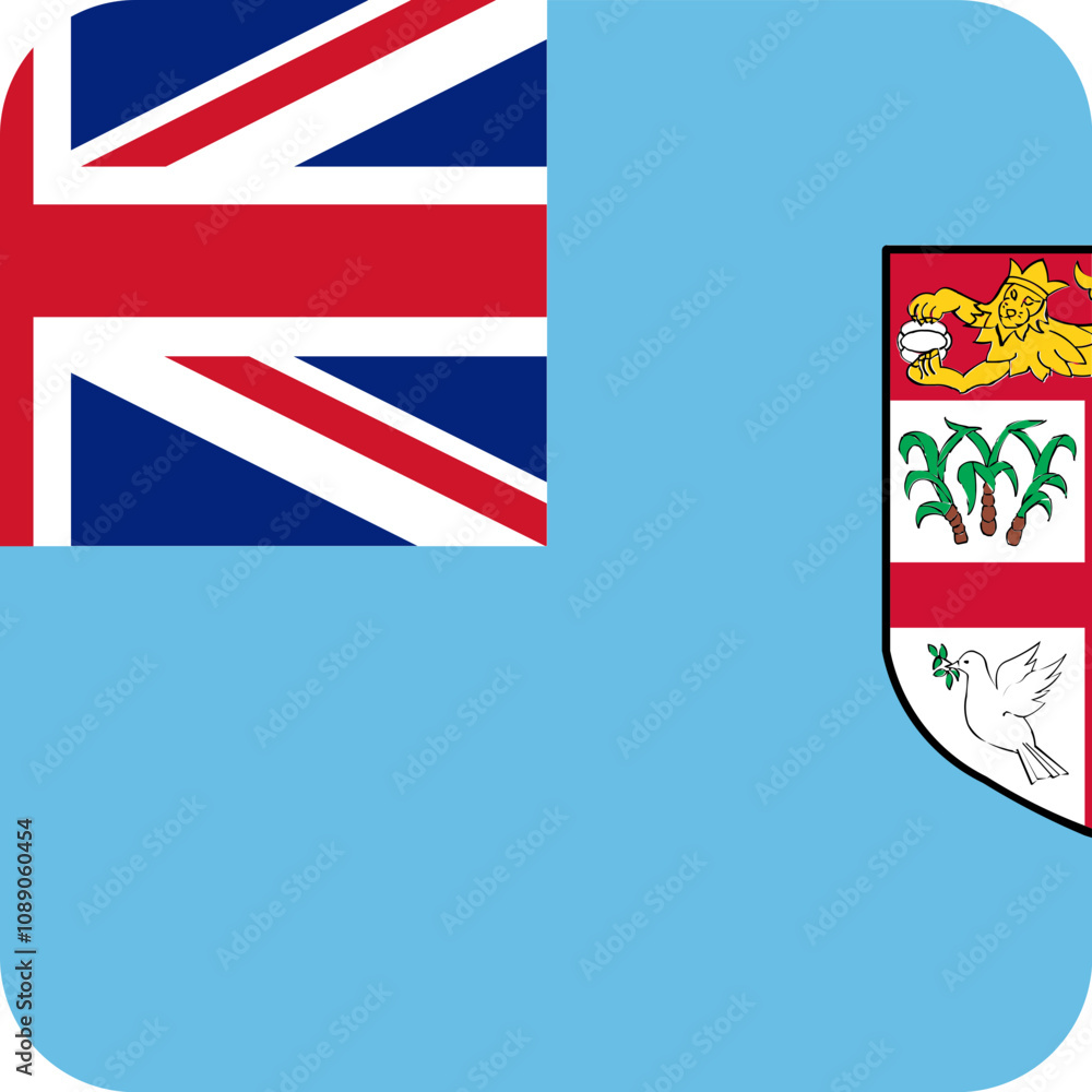 Obraz premium Fiji Flag Square Icon