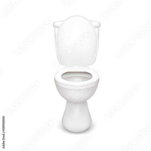 Toilet bowl in modern toilet room. lavatory with ceramic. 3D Realistic WC interior design. Vector EPS10 illustration.