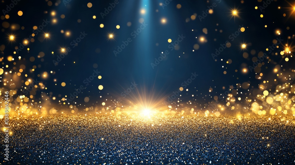 Stunning Royal Blue Backdrop with Glowing Gold Accents and Sparkling Lights for Elegant Events and Celebrations Stunning Royal Blue Backdrop with Glowing Gold Accents and Sparkling Lights for Elegant Events and Celebrations
