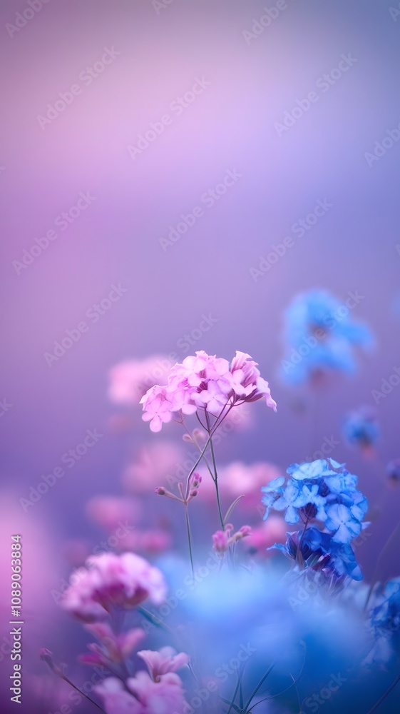Fototapeta premium Lavender leaves on a soft pastel colored background