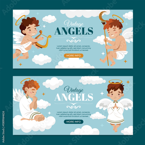 Vintage Angels Illustration Banners