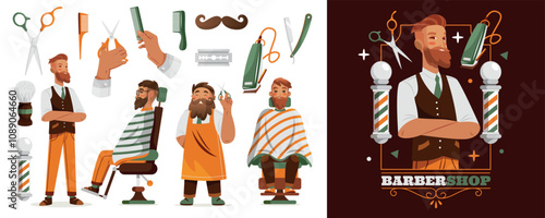 Barber Shop Illustrations and Logo Design