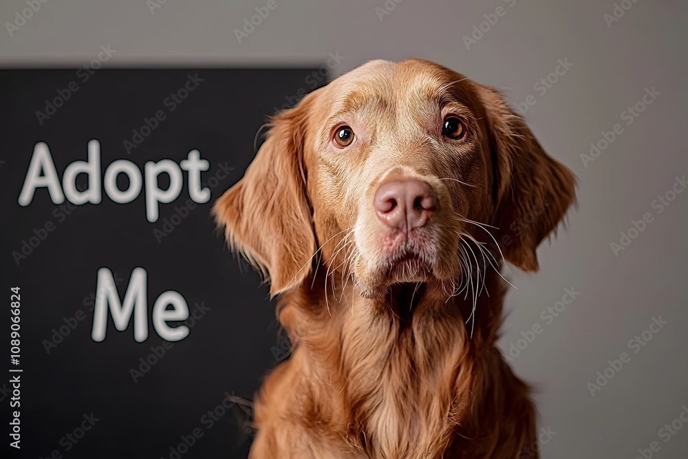 Cute Dog Near Blackboard with the Phrase ‘Adopt Me’ – An Adorable Appeal for a Loving Home Cute Dog Near Blackboard with the Phrase ‘Adopt Me’ – An Adorable Appeal for a Loving Home