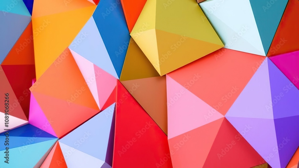 A mesmerizing display of triangular forms in different shades of color, arranged in a intricate pattern against a bright and eye-catching background, creative canvas, colorful patterns A mesmerizing display of triangular forms in different shades of color, arranged in a intricate pattern against a bright and eye-catching background, creative canvas, colorful patterns