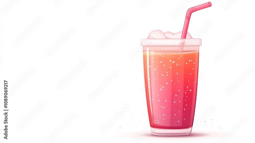 Vibrant Juice Box Icon with Curvy Straw on White Background Vibrant Juice Box Icon with Curvy Straw on White Background