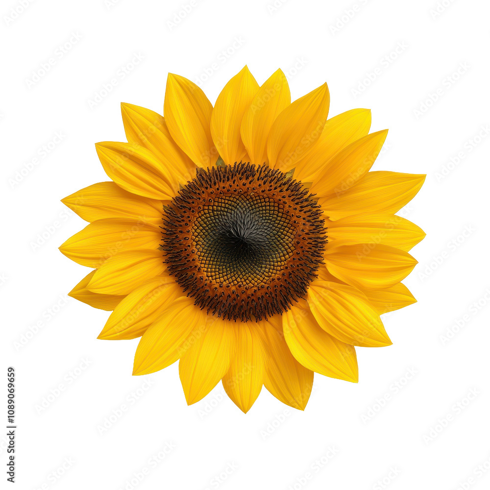Bright and vibrant sunflower in full bloom. transparent background Bright and vibrant sunflower in full bloom. transparent background