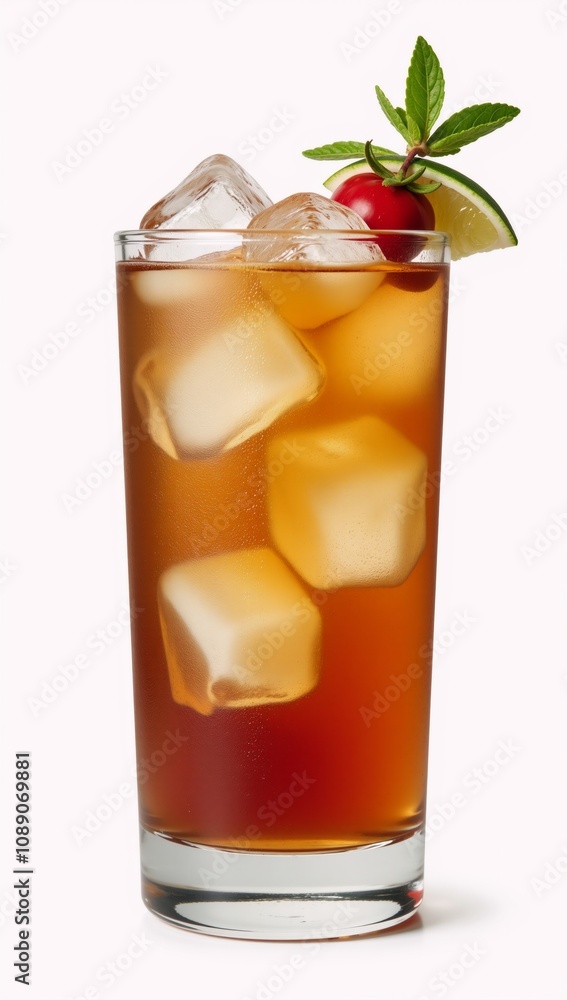 Hand-painted illustration of an isolated Brown Whiskey Sour cocktail on a white background perfect for ads menus or promotional materials Hand-painted illustration of an isolated Brown Whiskey Sour cocktail on a white background perfect for ads menus or promotional materials