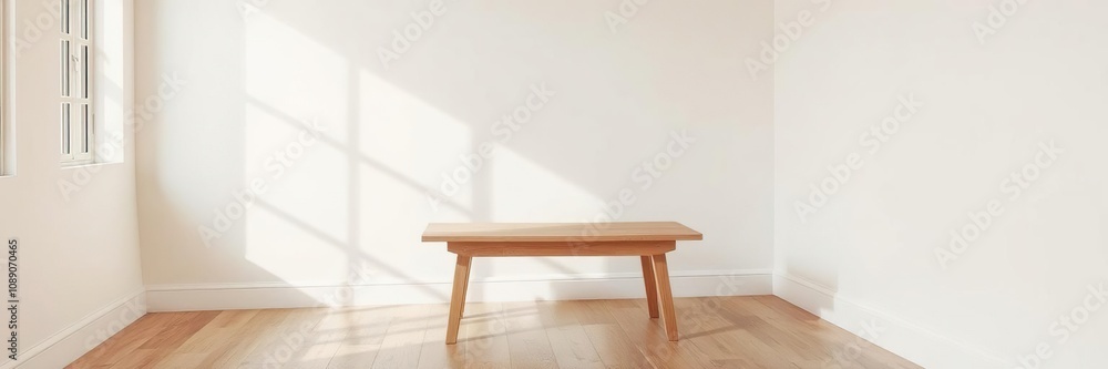A simple wooden table sits in a cozy corner of a room creating a warm and inviting atmosphere, simple wooden table, furniture arrangement A simple wooden table sits in a cozy corner of a room creating a warm and inviting atmosphere, simple wooden table, furniture arrangement