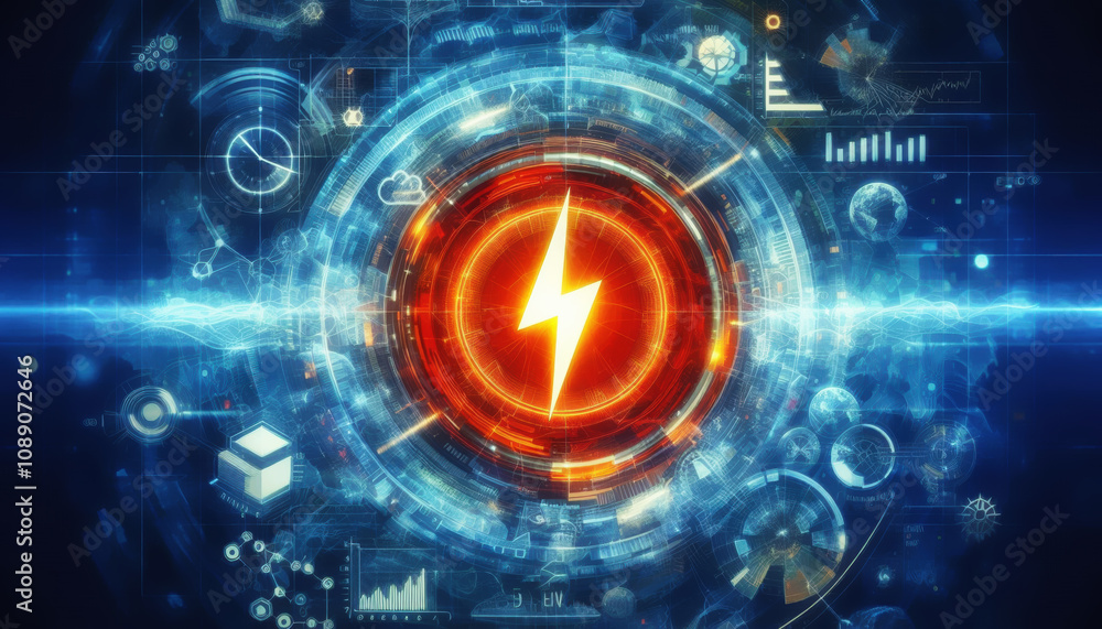 Obraz premium Energy Technology Background, Electricity Technology Surrounding Which Is Charging Energy As Backup Power Illustration