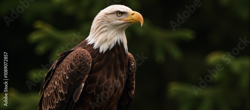 Stylized golden eagle resembling an American bald hawk with a shining gold finish photo