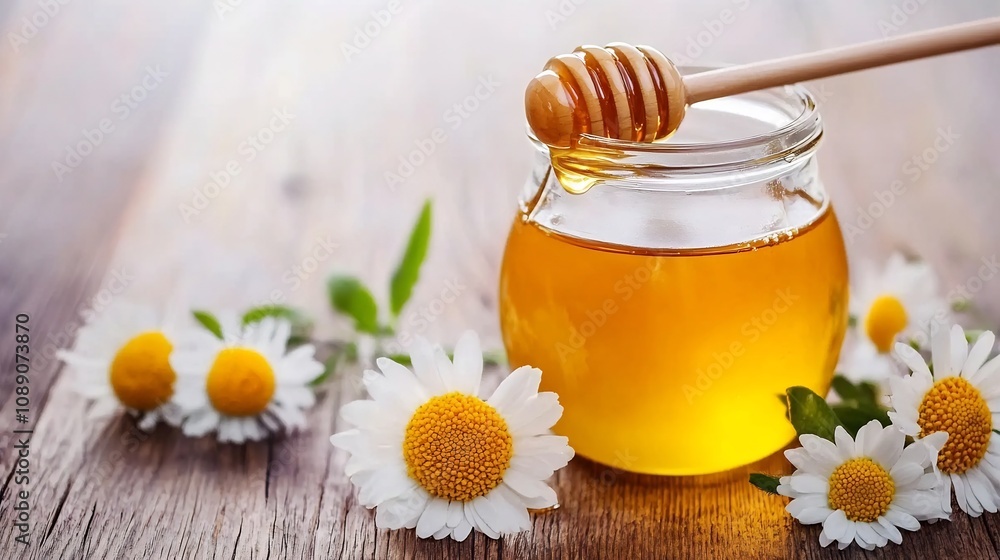 Honey Jar with Honey Dipper on White Background Showcasing Clear Details of the Natural Product Honey Jar with Honey Dipper on White Background Showcasing Clear Details of the Natural Product