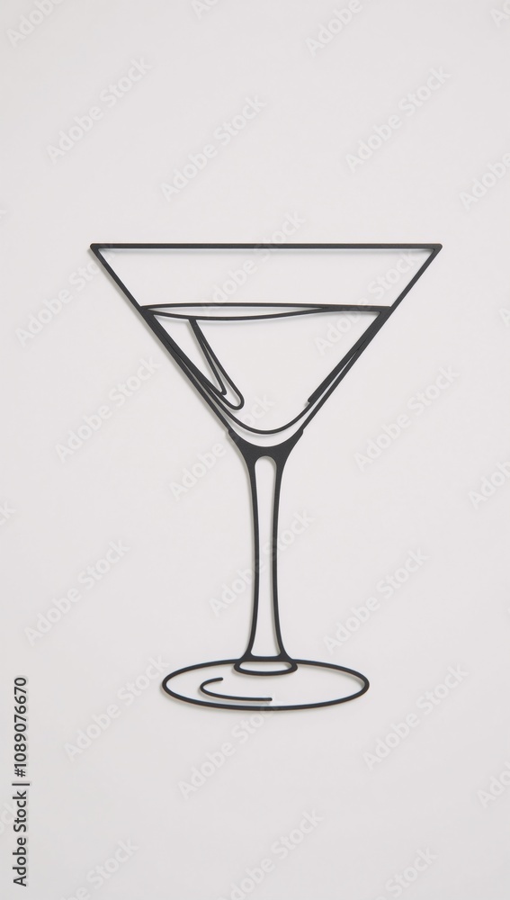 Stylized outline cocktail glass icon with linear design for celebratory party logos Stylized outline cocktail glass icon with linear design for celebratory party logos