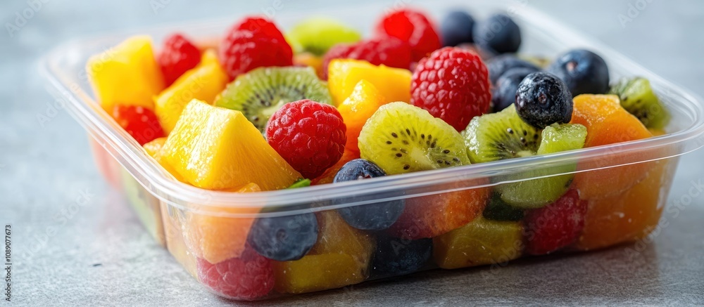 Fresh Fruit Salad in a Plastic Container Fresh Fruit Salad in a Plastic Container